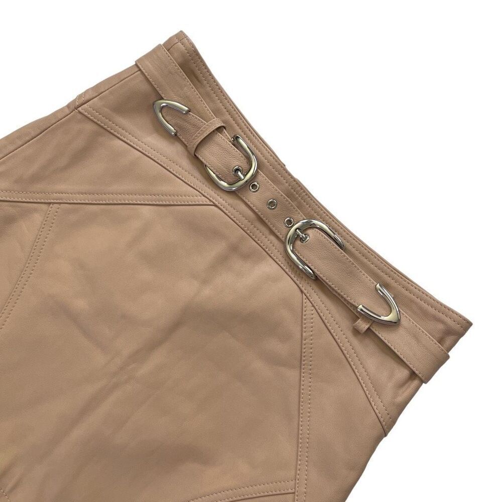 Camila Coelho Luci‎ Leather Mini Skirt in Nude - Picture 8 of 12